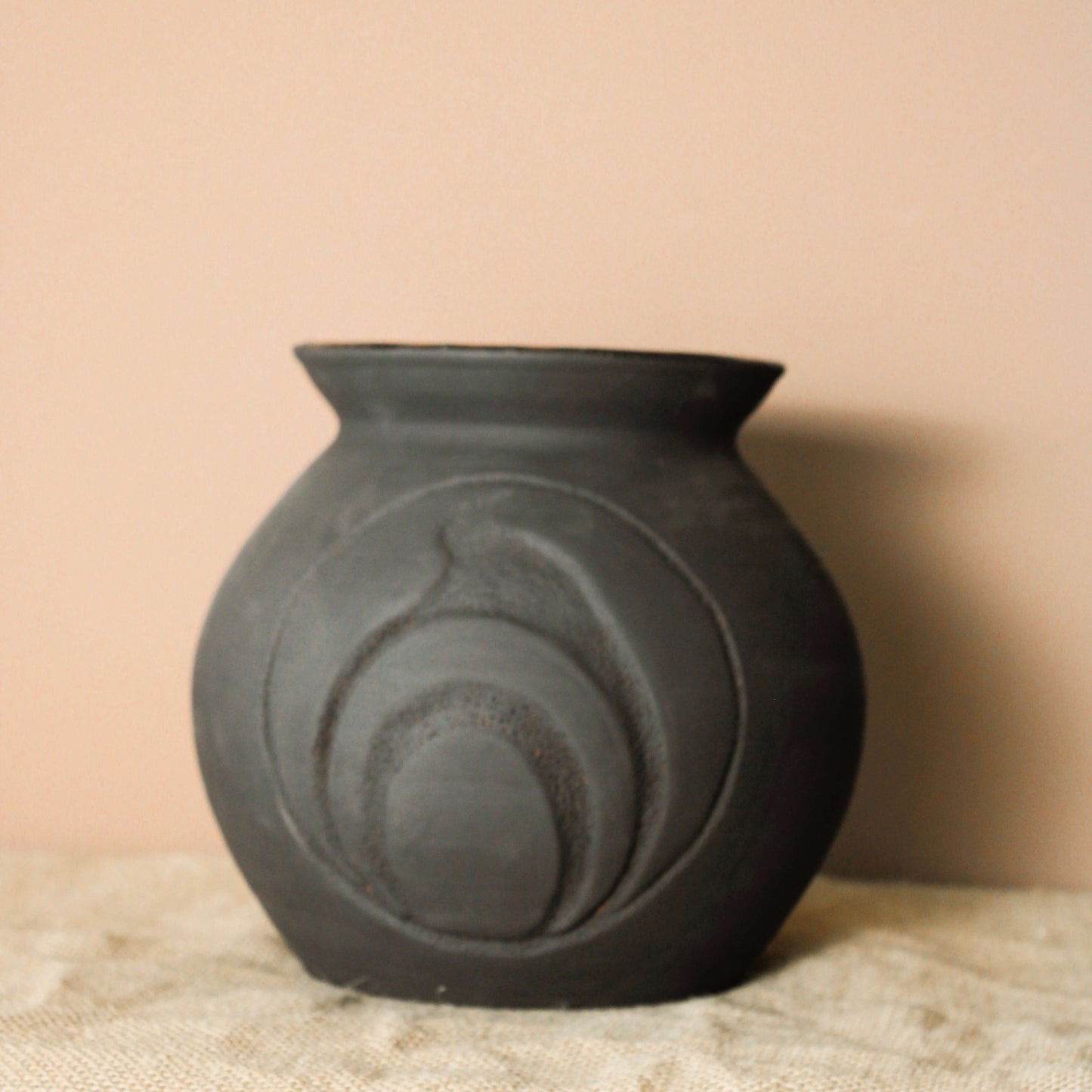 Handmade Black Ceramic Vase - Sacred Fire Design - Wild n Clay Ceramics