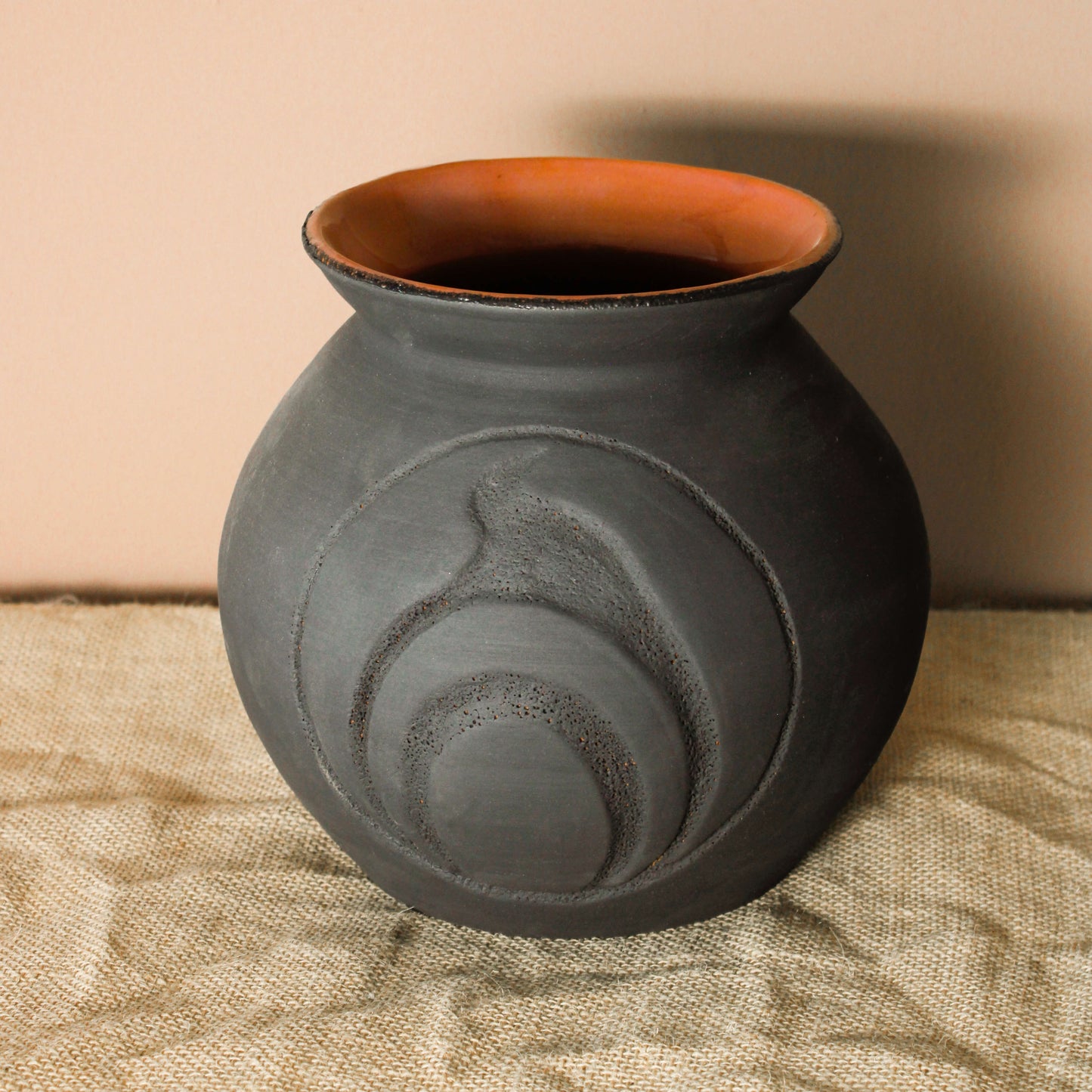 Handmade Black Ceramic Vase - Sacred Fire Design - Wild n Clay Ceramics