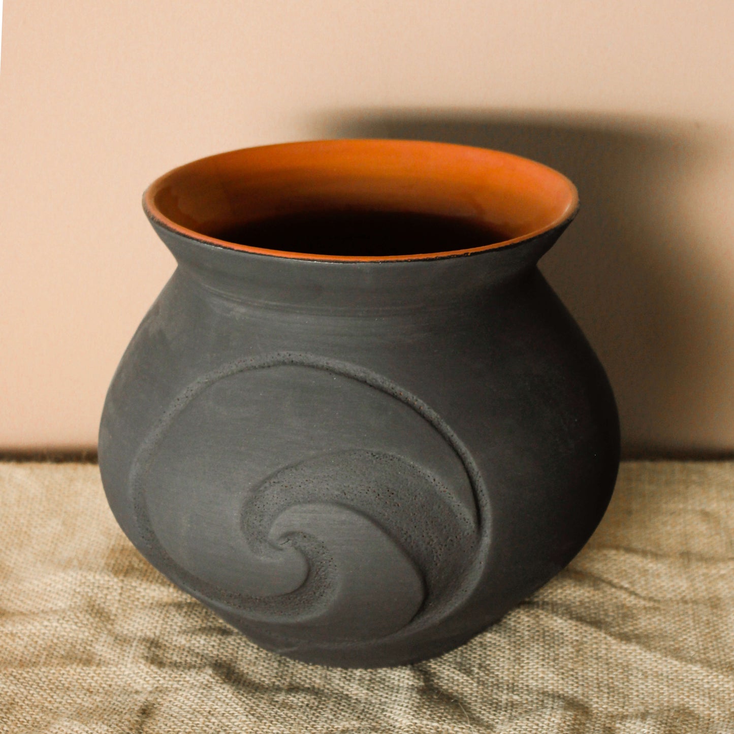 Handmade Black Ceramic Vase - Sacred Fire Design - Wild n Clay Ceramics