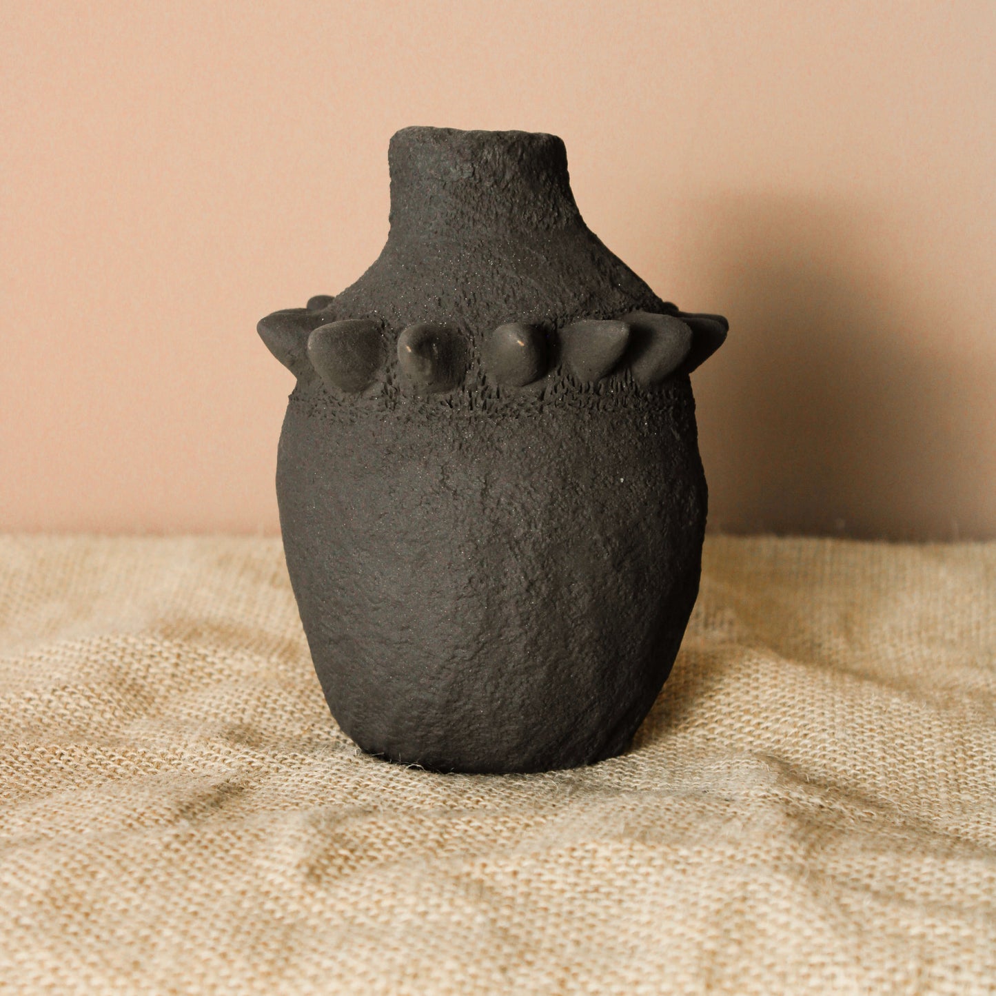 Small Black Primitive Vase – Handcrafted Pottery Inspired by Nature