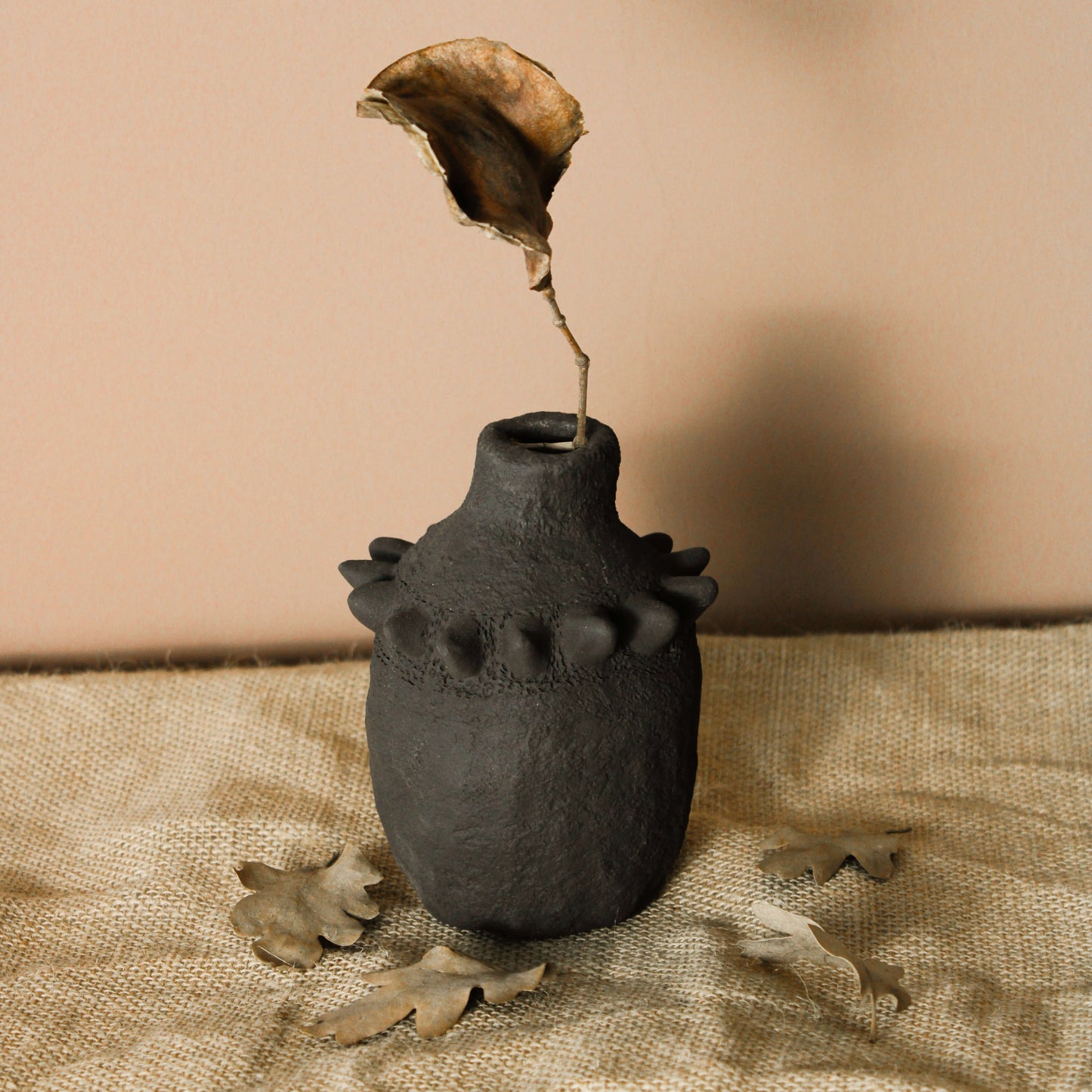 Small Black Primitive Vase – Handcrafted Pottery Inspired by Nature