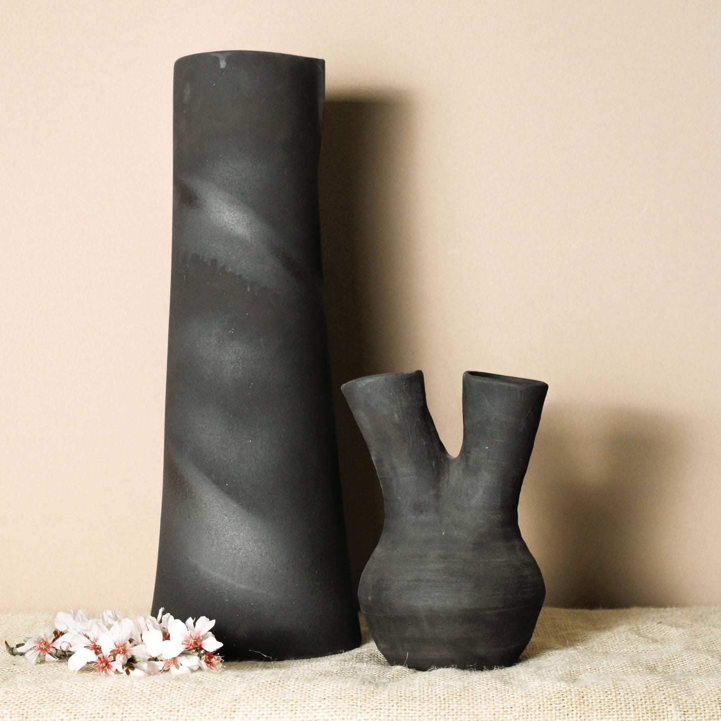 Handmade Matte Black Ceramic Vase