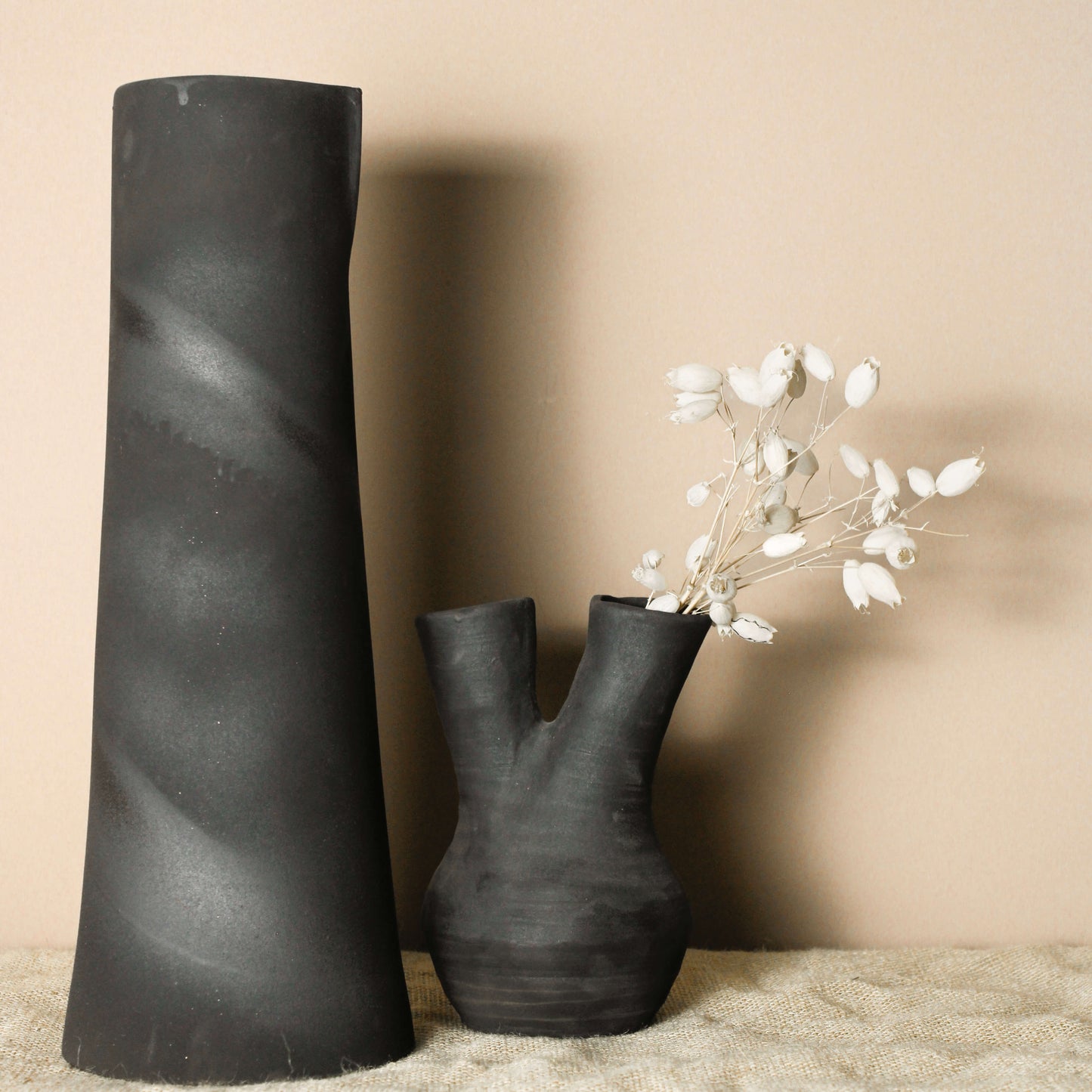 Handmade Matte Black Ceramic Vase