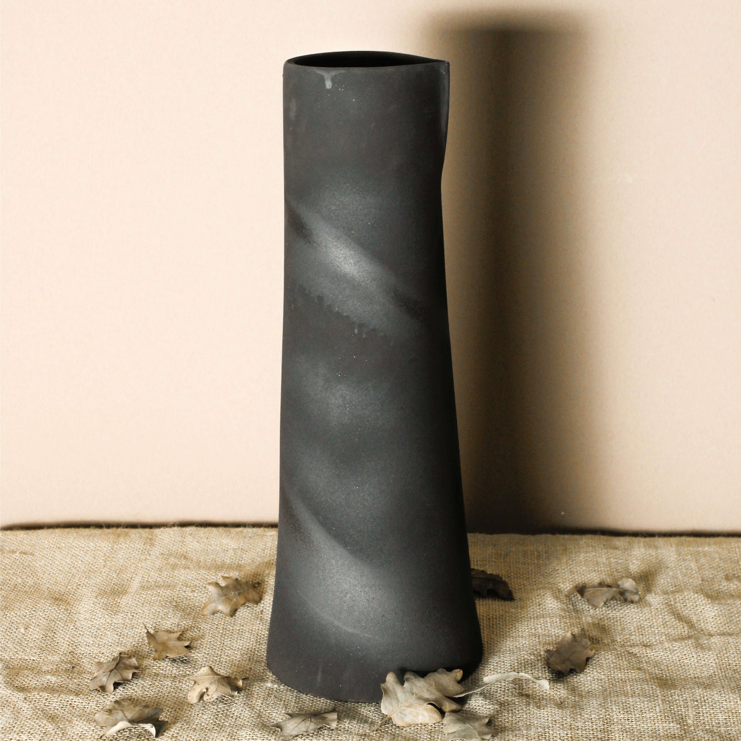 Handmade Matte Black Ceramic Vase