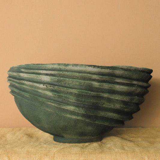 Handmade Green Ceramic Bowl with Black Interior 2 - Wild n Clay Ceramics