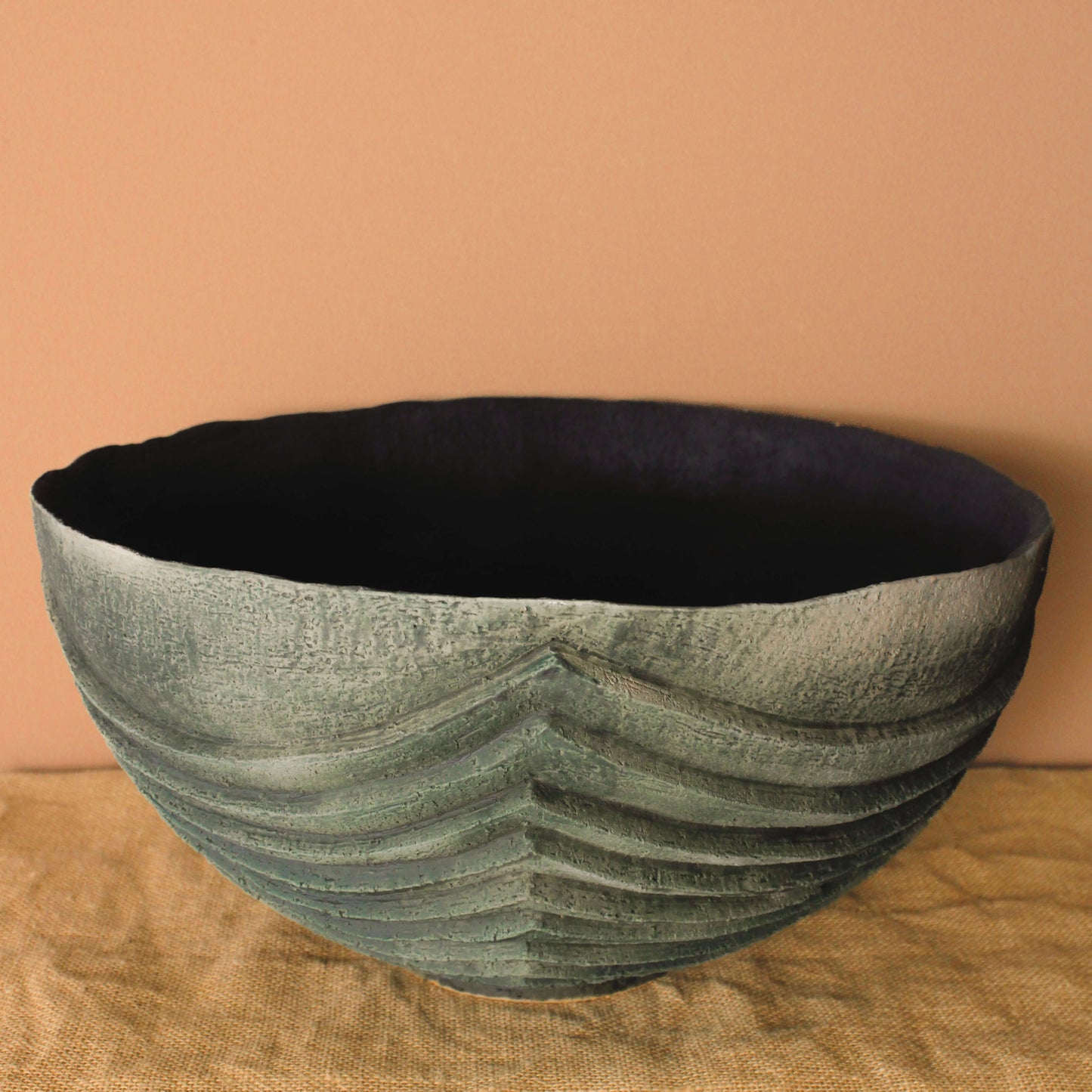 Handmade Green Ceramic Bowl with Black Interior - Wild n Clay Ceramics