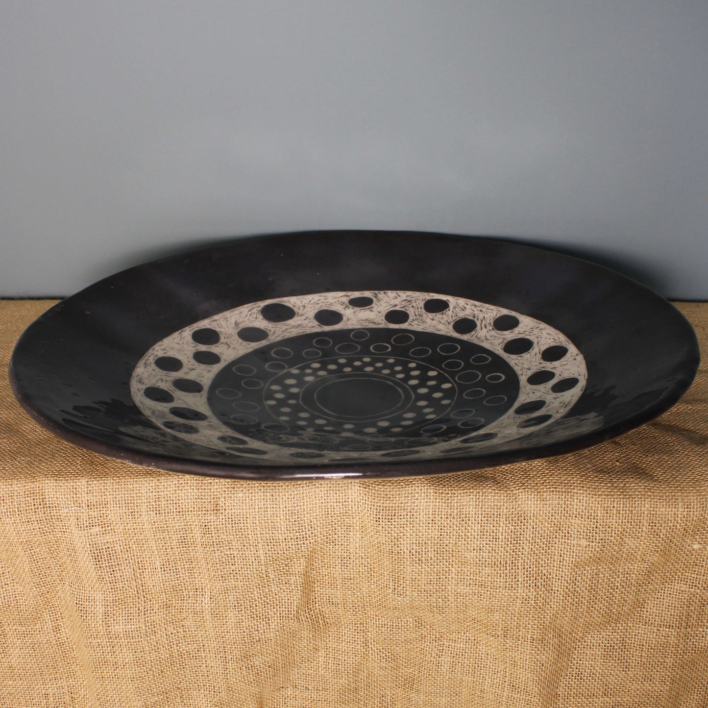 Wild n Clay Ceramics: Handcrafted Black and White Sgraffito Ceramic Plate