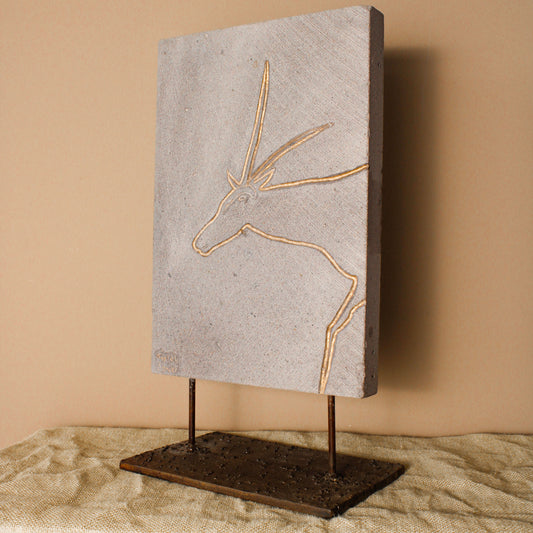 Andesite Stone Totem with Golden Antelope Embellishment - Wild n Clay Ceramics